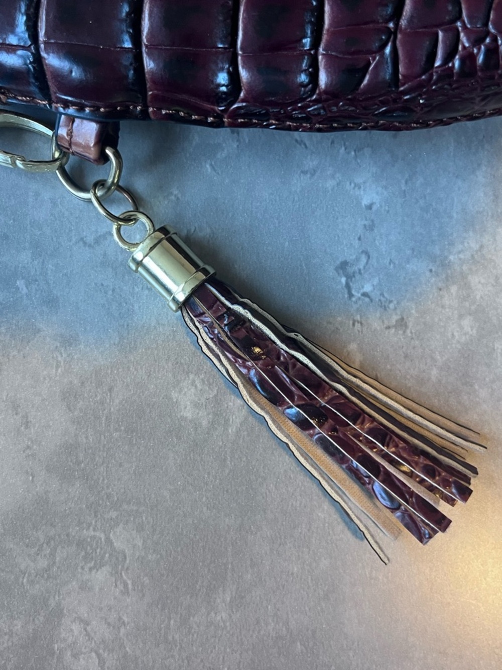 Brahmin Croc-Embossed Shoulder Bag - Red Brown bag - Picture 5 of 5